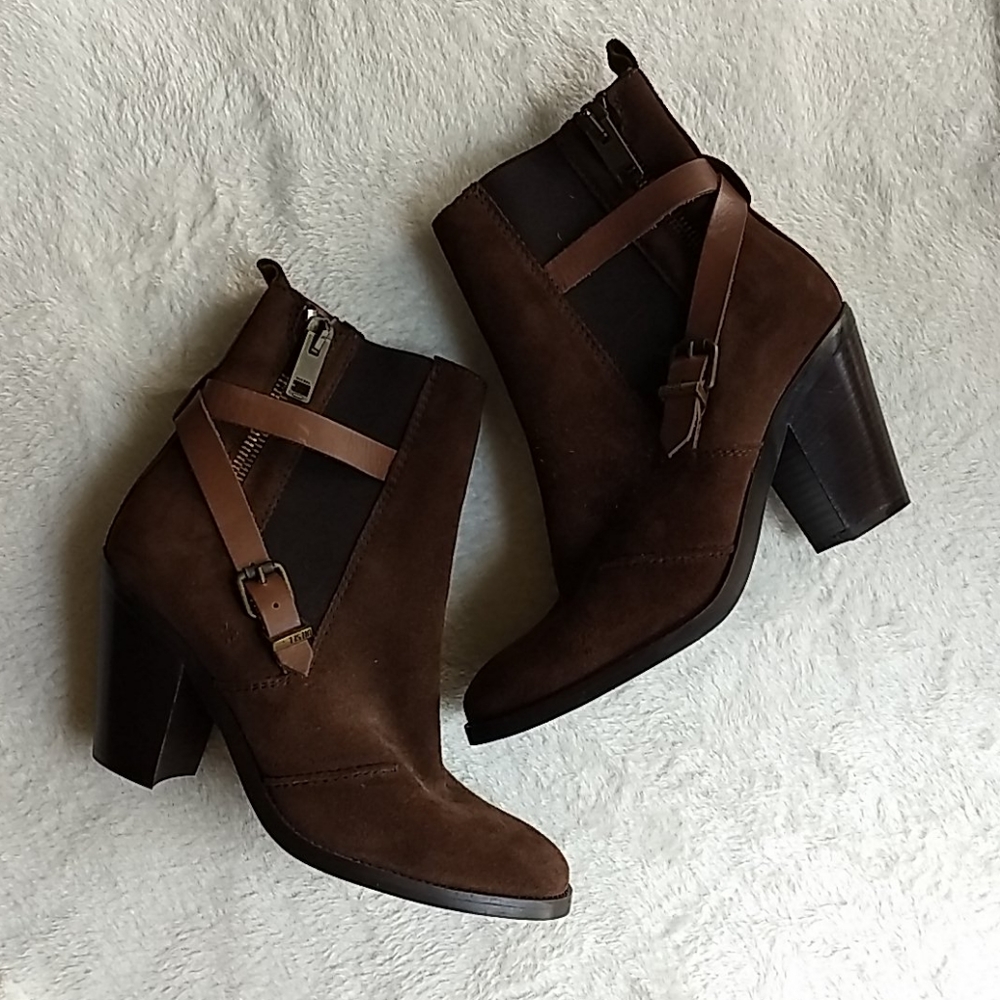 Diesel brown suede high heel ankle boots size 9